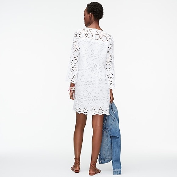 J. Crew Bell-Sleeve Dress In Embroidered Eyelet - Picture 5 of 8